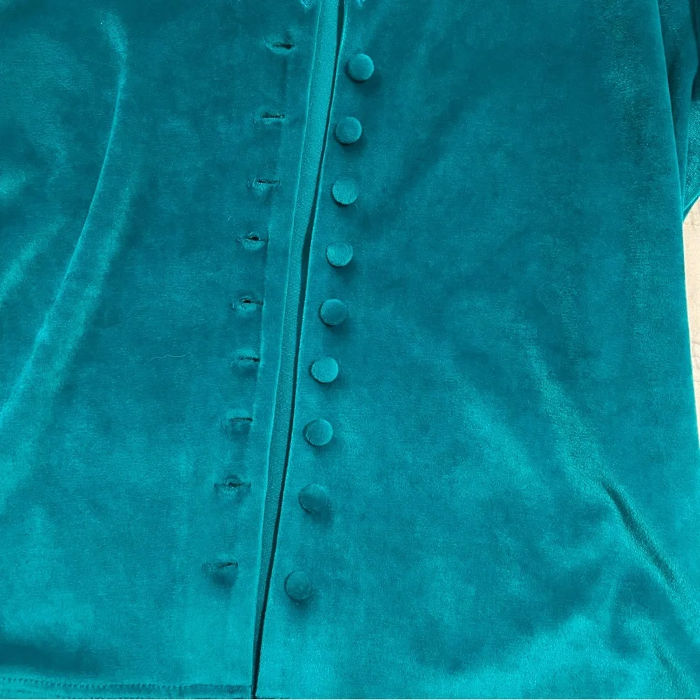 Together Teal Lace-Trimmed Button Top - Picture 4 of 6